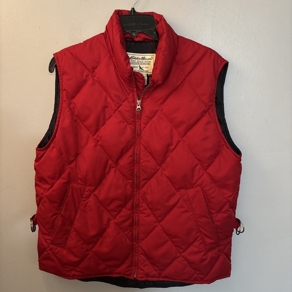 Vintage Eddie Bauer Vest Women's Size S/P Red Puffer‎ Goose Down Full Zip